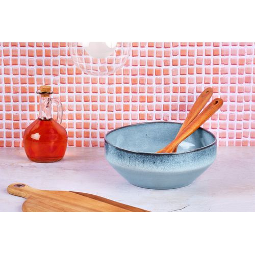 Lot De 1 Saladiers En Grès Bleu D22.5