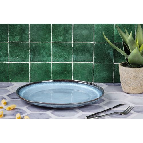 Lot De 1 Plateaux et Plats à Four En Grès Bleu D33