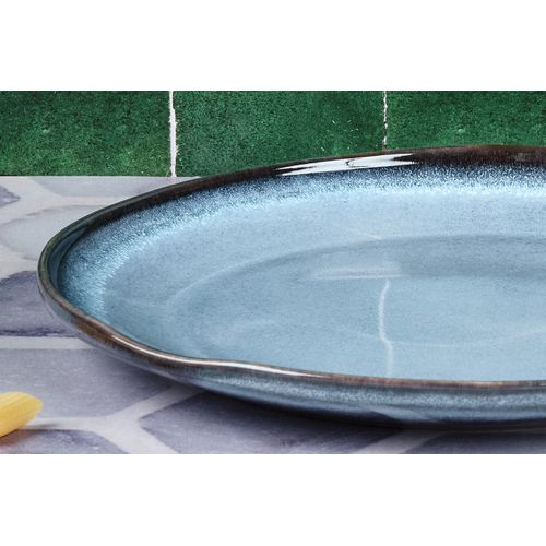 Lot De 1 Plateaux et Plats à Four En Grès Bleu D33