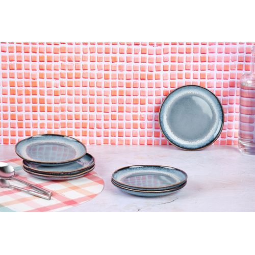 Lot De 6 Assiettes à Pain En Grès Bleu D16.5