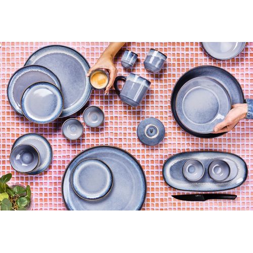 Lot De 6 Assiettes à Pain En Grès Bleu D16.5