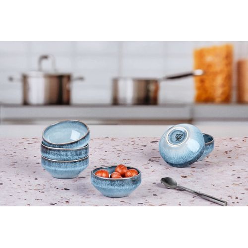 Lot De 6 Petits Bols En Grès Bleu D8