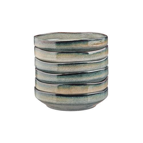 Lot De 6 Assiettes Creuses En Grès Gris D21