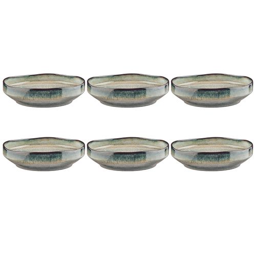 Lot De 6 Assiettes Creuses En Grès Gris D21