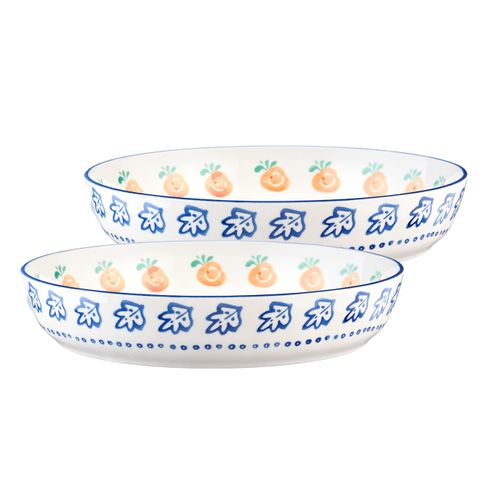 Lot De 2 Corbeilles à Fruits En Porcelaine De Haute Qualité (grade A), Peinte à La Main Blanc D25.5