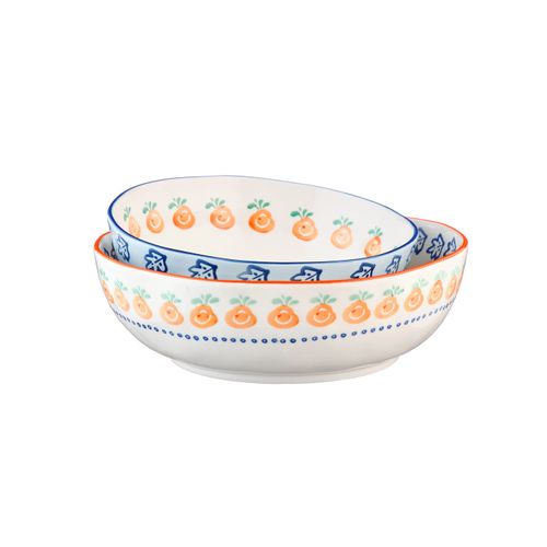 Lot De 2 Saladiers En Porcelaine De Haute Qualité (grade A), Peinte à La Main Blanc D