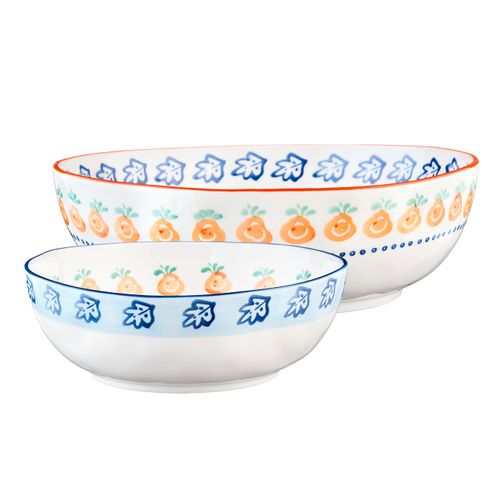 Lot De 2 Saladiers En Porcelaine De Haute Qualité (grade A), Peinte à La Main Blanc D