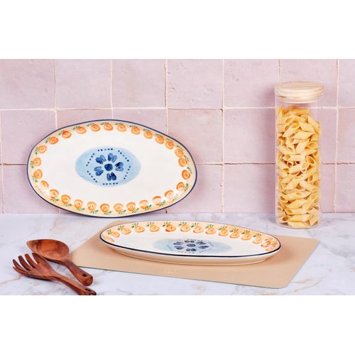 Lot De 2 Plateaux et Plats à Four En Porcelaine De Haute Qualité (grade A), Peinte à La Main Blanc D