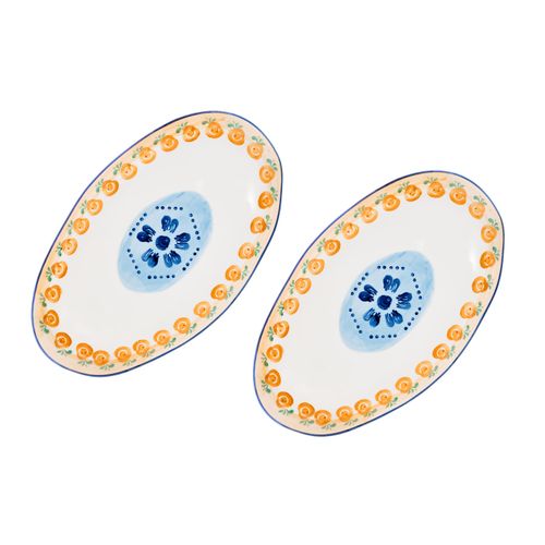 Lot De 2 Plateaux et Plats à Four En Porcelaine De Haute Qualité (grade A), Peinte à La Main Blanc D