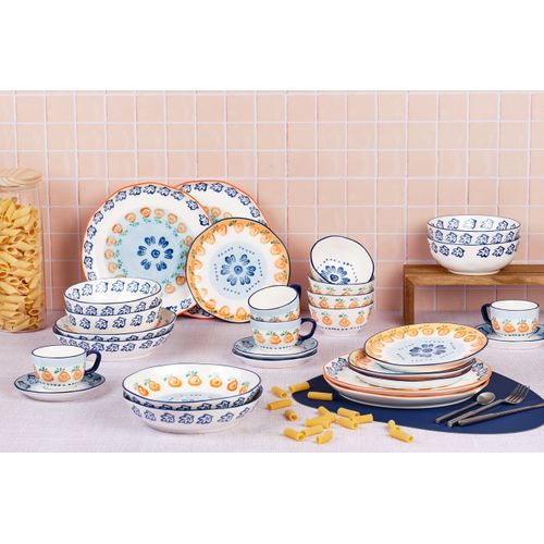 Lot De 28 Set Complet En Porcelaine De Haute Qualité (grade A), Peinte à La Main Blanc D