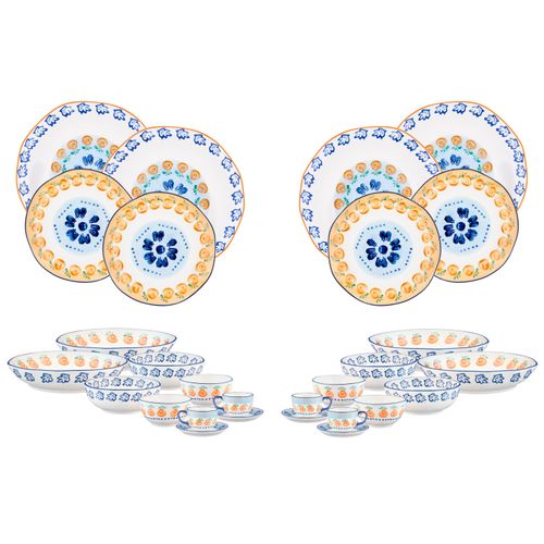 Lot De 28 Set Complet En Porcelaine De Haute Qualité (grade A), Peinte à La Main Blanc D