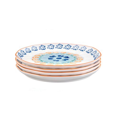 Lot De 4 Assiettes Plates En Porcelaine De Haute Qualité (grade A), Peinte à La Main Blanc D27