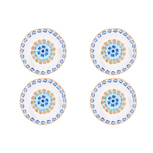 Lot De 4 Assiettes Plates En Porcelaine De Haute Qualité (grade A), Peinte à La Main Blanc D27