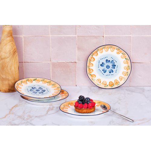 Lot De 4 Assiettes à Dessert En Porcelaine De Haute Qualité (grade A), Peinte à La Main Blanc D20