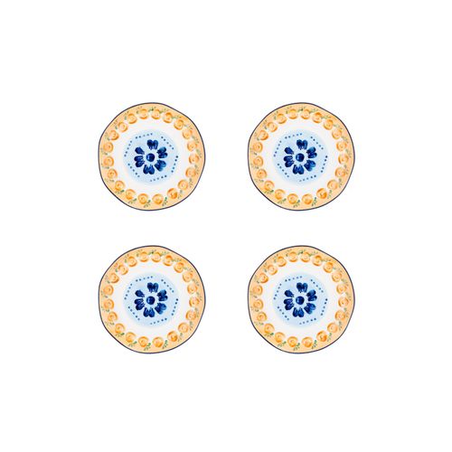 Lot De 4 Assiettes à Dessert En Porcelaine De Haute Qualité (grade A), Peinte à La Main Blanc D20