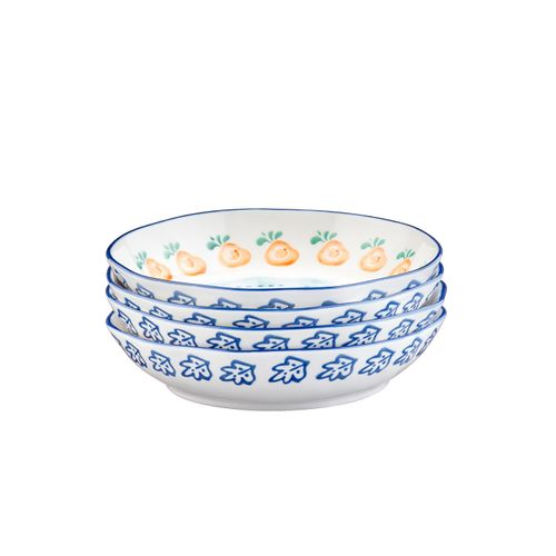 Lot De 4 Assiettes Creuses En Porcelaine De Haute Qualité (grade A), Peinte à La Main Blanc D21.5