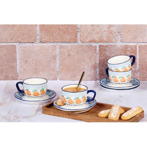 Lot De 4 Tasses En Porcelaine De Haute Qualité (grade A), Peinte à La Main Blanc D15