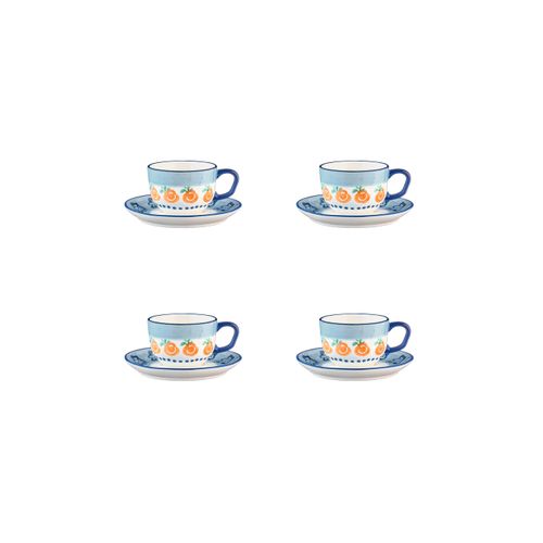Lot De 4 Tasses En Porcelaine De Haute Qualité (grade A), Peinte à La Main Blanc D15