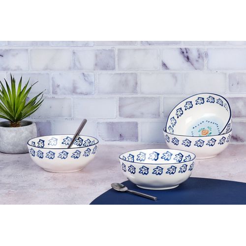 Lot De 4 Bols Moyens En Porcelaine De Haute Qualité (grade A), Peinte à La Main Blanc D17.5