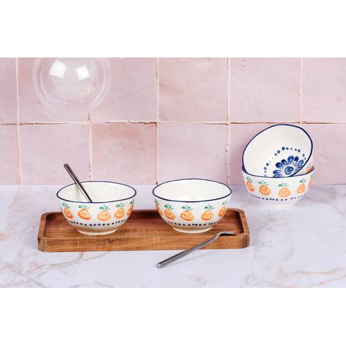 Lot De 4 Petits Bols En Porcelaine De Haute Qualité (grade A), Peinte à La Main Blanc D12