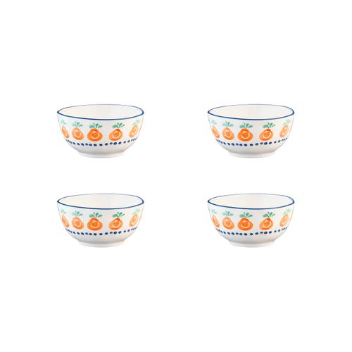 Lot De 4 Petits Bols En Porcelaine De Haute Qualité (grade A), Peinte à La Main Blanc D12
