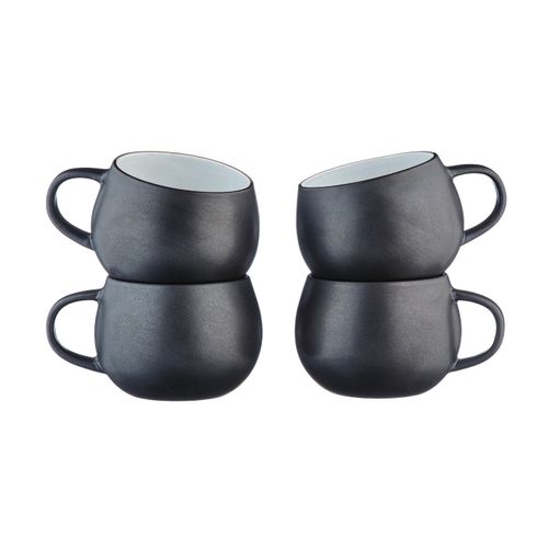 Lot De 4 Mugs En Grès Noir 70cl