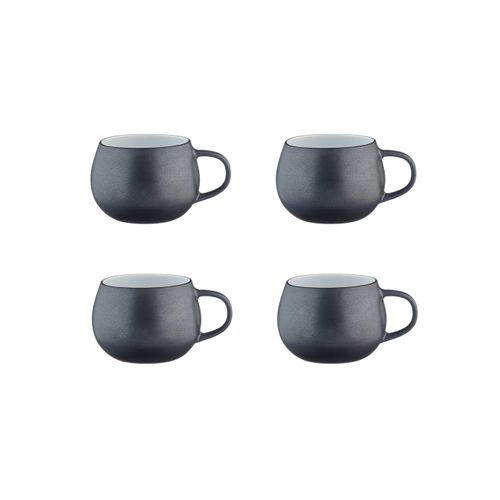Lot De 4 Mugs En Grès Noir 70cl