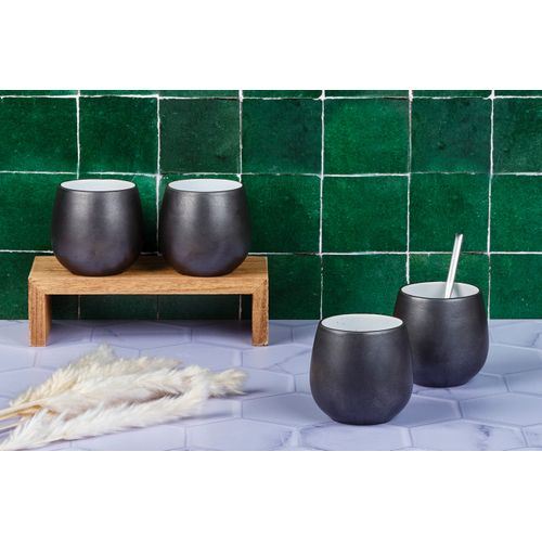 Lot De 4 Mugs En Grès Noir 40cl