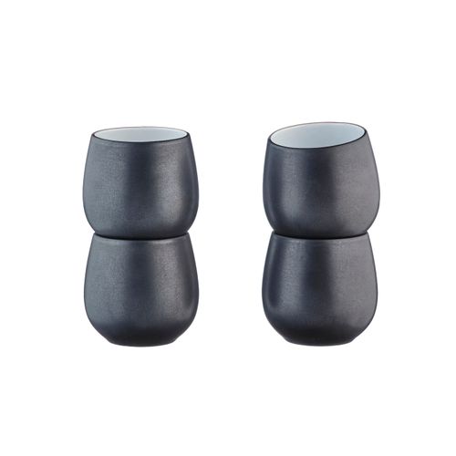 Lot De 4 Mugs En Grès Noir 40cl
