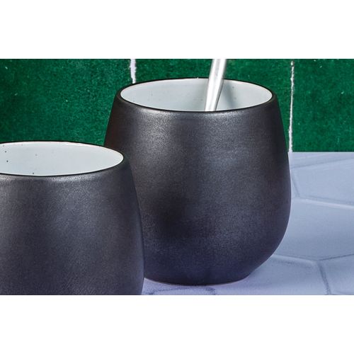 Lot De 4 Mugs En Grès Noir 40cl