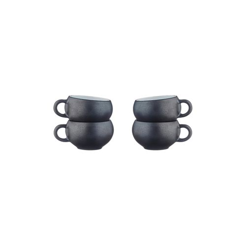 Lot De 4 Tasses En Grès Noir D8