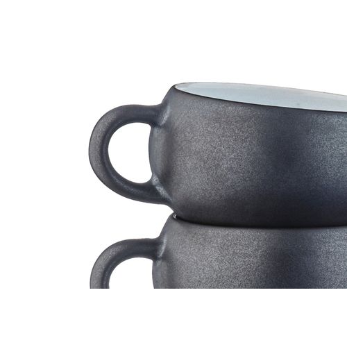 Lot De 4 Tasses En Grès Noir D8