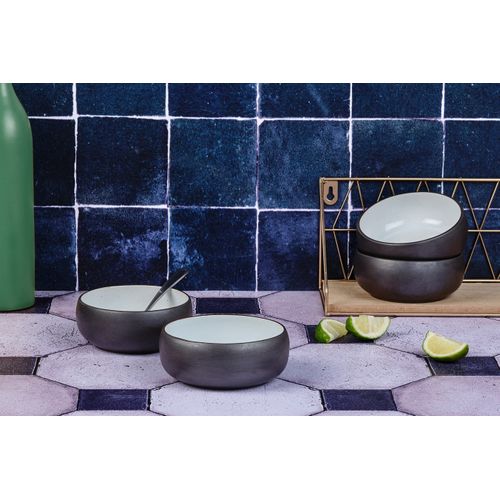 Lot De 4 Petits Bols En Grès Noir D12