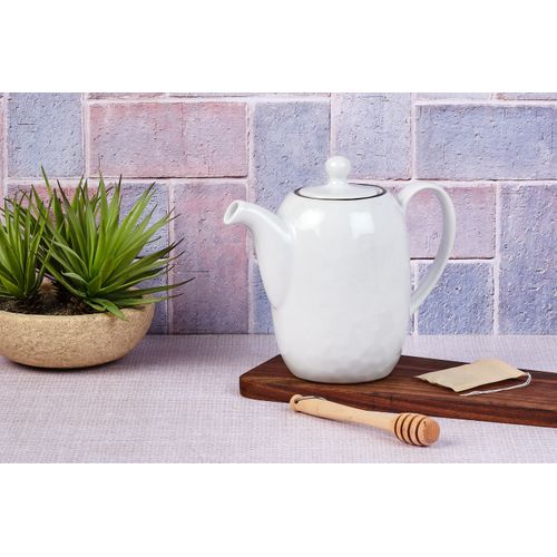 Lot De 1 Carafes, Théières et Bocaux En Grès Blanc D