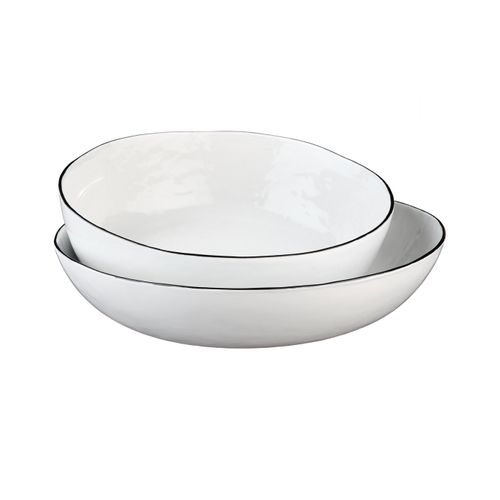 Lot De 2 Corbeilles à Fruits En Grès Blanc D