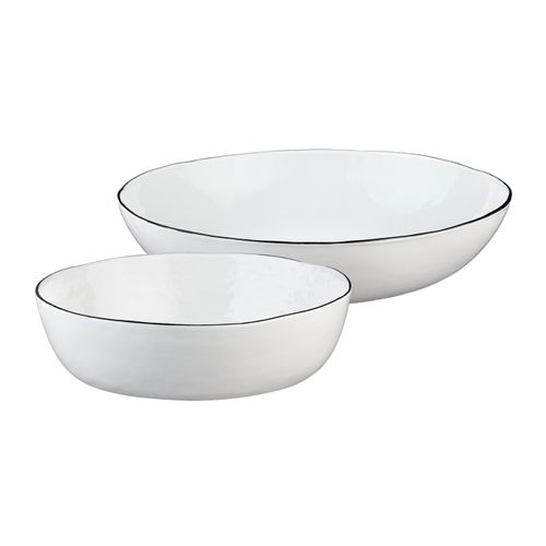 Lot De 2 Corbeilles à Fruits En Grès Blanc D