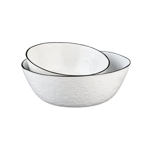 Lot De 2 Saladiers En Grès Blanc D