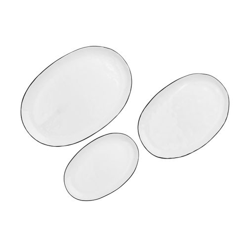 Lot De 3 Plateaux et Plats à Four En Grès Blanc D
