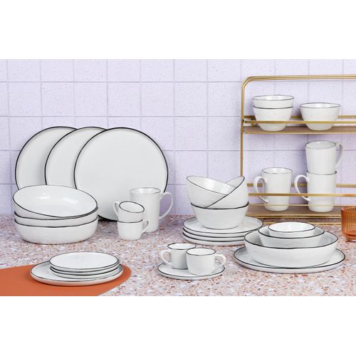 Lot De 32 Set Complet En Grès Blanc D