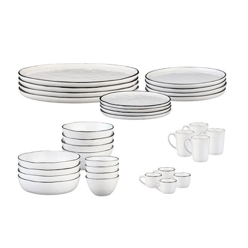 Lot De 32 Set Complet En Grès Blanc D