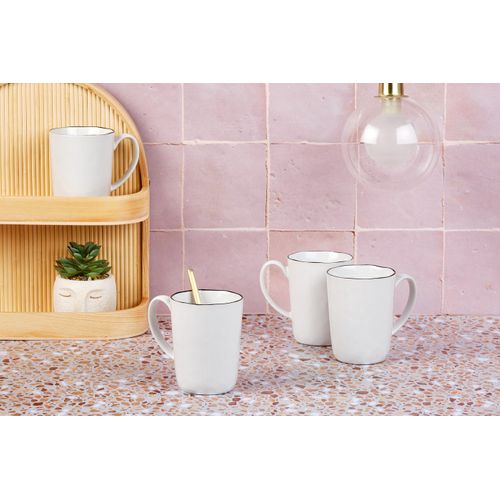Lot De 4 Mugs En Grès Blanc 40cl