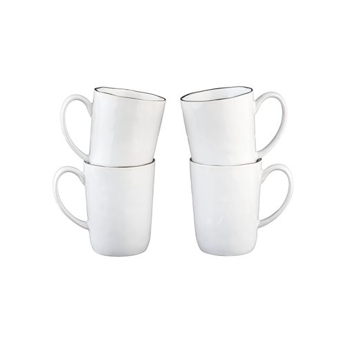 Lot De 4 Mugs En Grès Blanc 40cl