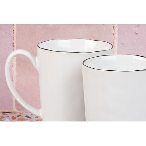 Lot De 4 Mugs En Grès Blanc 40cl
