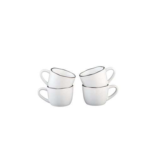 Lot De 4 Tasses En Grès Blanc D6.7