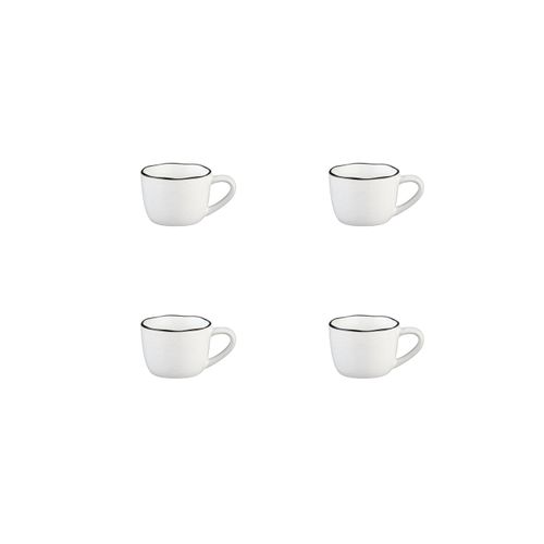 Lot De 4 Tasses En Grès Blanc D6.7
