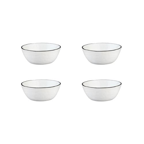 Lot De 4 Bols Moyens En Grès Blanc D16