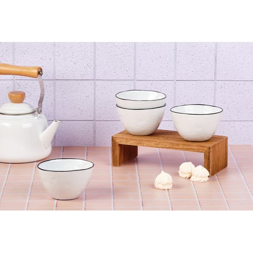 Lot De 4 Petits Bols En Grès Blanc D12