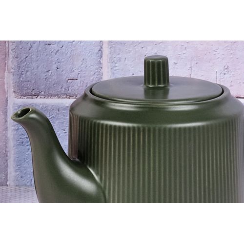 Lot De 1 Carafes, Théières et Bocaux En Grès Vert D13.5