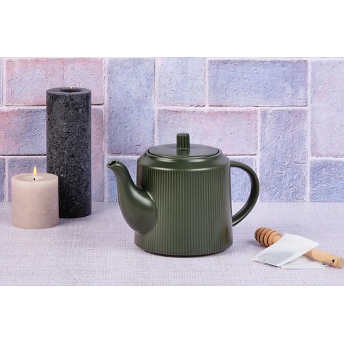 Lot De 1 Carafes, Théières et Bocaux En Grès Vert D13.5