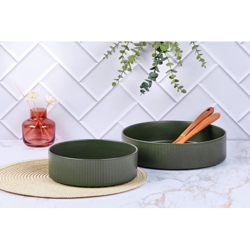 Lot De 2 Saladiers En Grès Vert D
